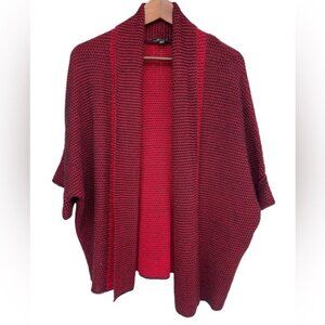 Renuar Womens Open Front Cardigan Red & Black M Medium Knit Textured Good